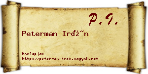Peterman Irén névjegykártya